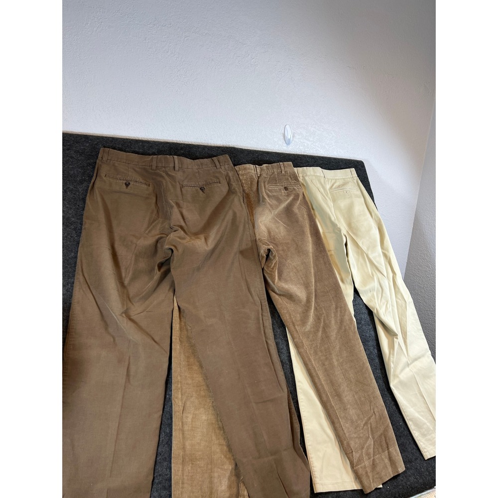 Lot of 3 Zegna Sport Chinos Pants Brown Camel Corduroy Trousers Mens Size 34 36